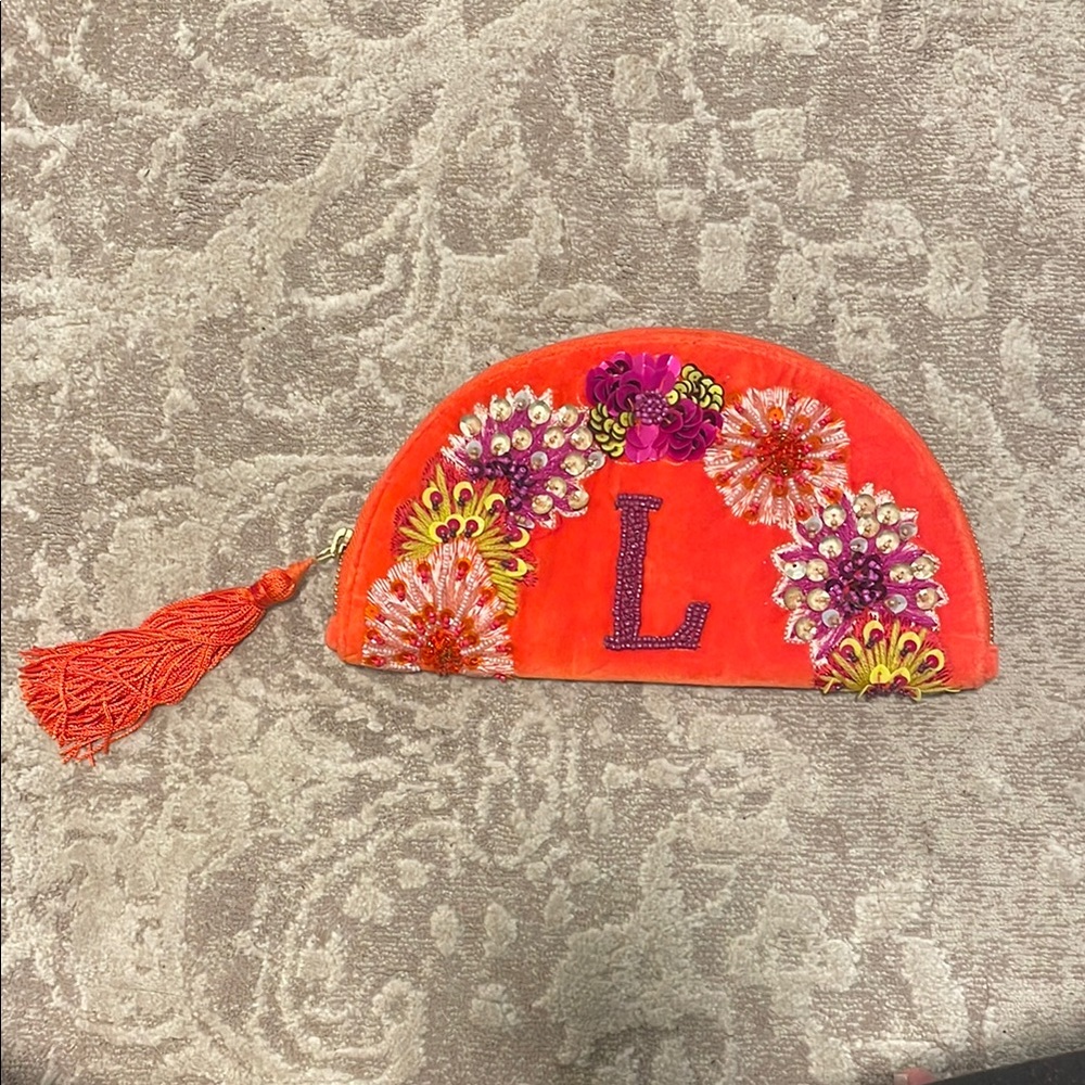 Anthropologie Embroidered L Clutch